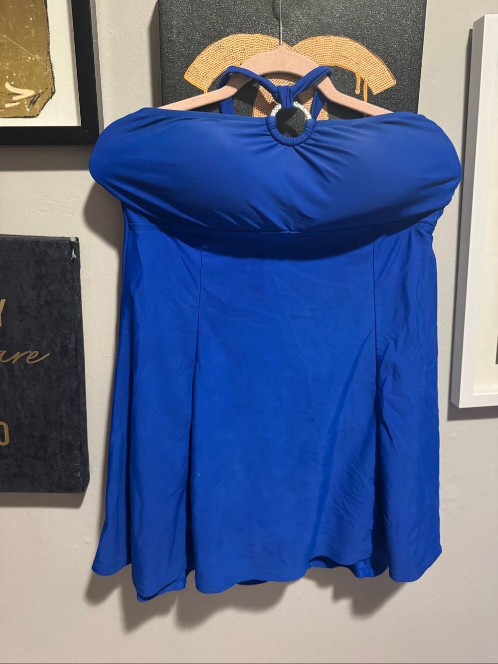 12/14/16 xl jones  New York peplum skirted swimdress bathing suit blue